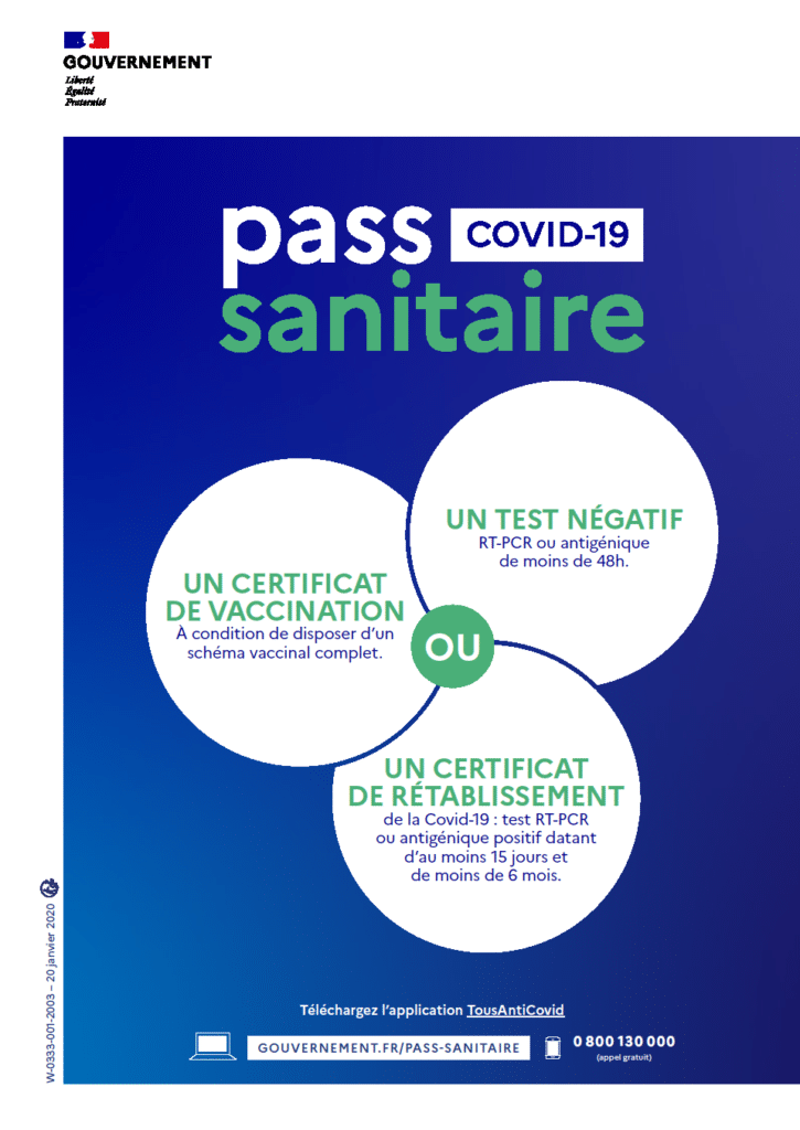 Informations « Pass sanitaire » !